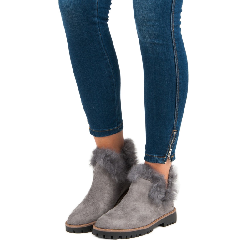 Forever Folie Wsuwane zamszowe botki szare 1