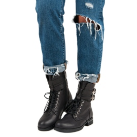 Super Me Wygodne botki workery czarne 1