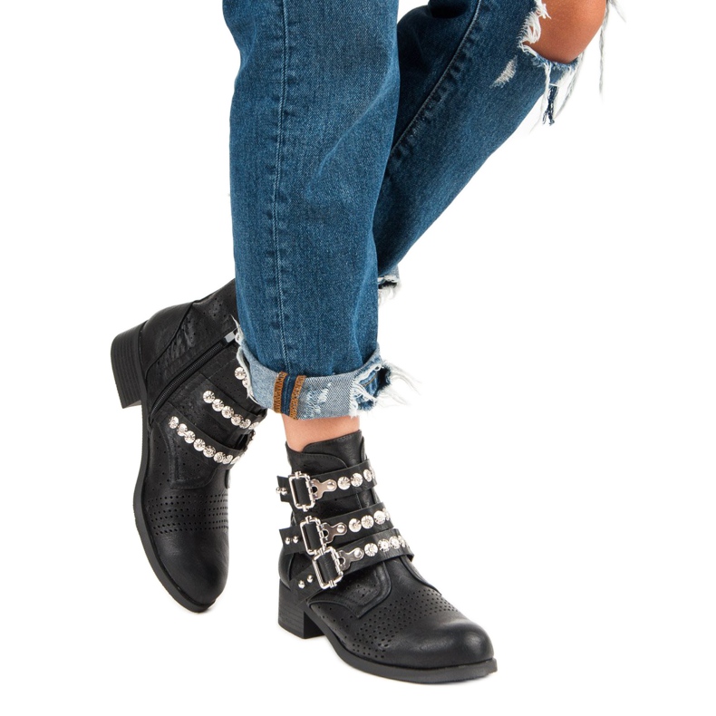 SDS Stylowe botki workery czarne 2