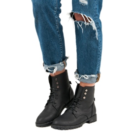 Balada Wiązane botki workery czarne 1