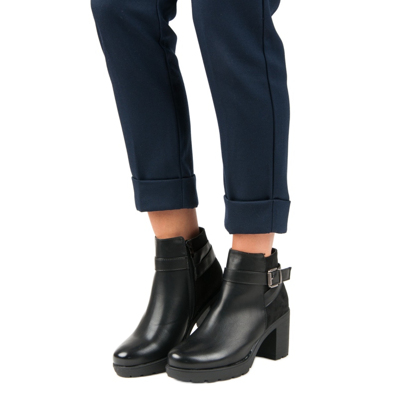 Anesia Paris Czarne Botki Na Słupku 1