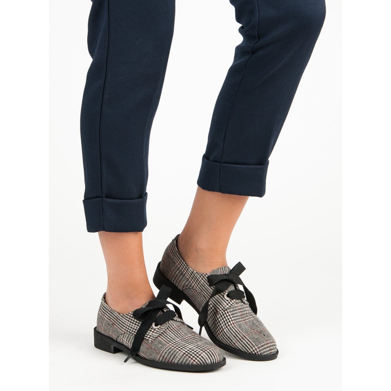 Wiązane Półbuty W Kratkę VICES szare 1