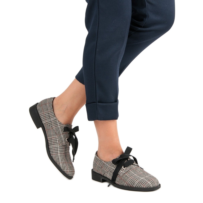 Wiązane Półbuty W Kratkę VICES szare 2