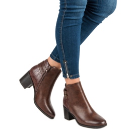 Filippo Klasyczne Botki Na Obcasie brązowe 2