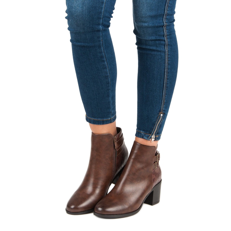 Filippo Klasyczne Botki Na Obcasie brązowe 1