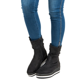 Primavera Czarne botki na koturnie 1