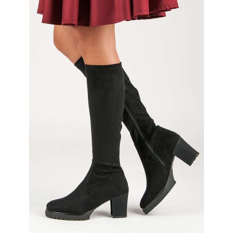 Czarne Zamszowe Kozaki 1