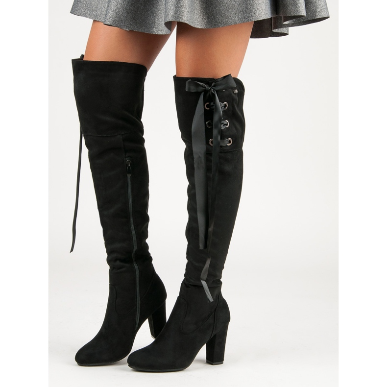 R'S Czarne Zamszowe Muszkieterki 2