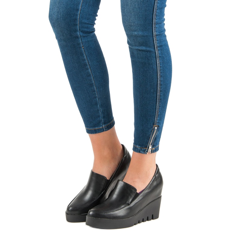 J. Star Eleganckie półbuty na koturnie czarne 1