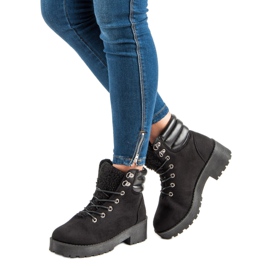 Zamszowe Traperki czarne 2