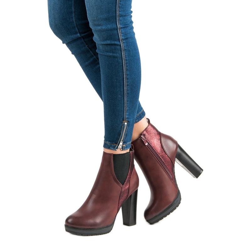 Erynn Seksowne bordowe botki czerwone 1