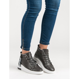 Ocieplane wiązane trampki szare 1