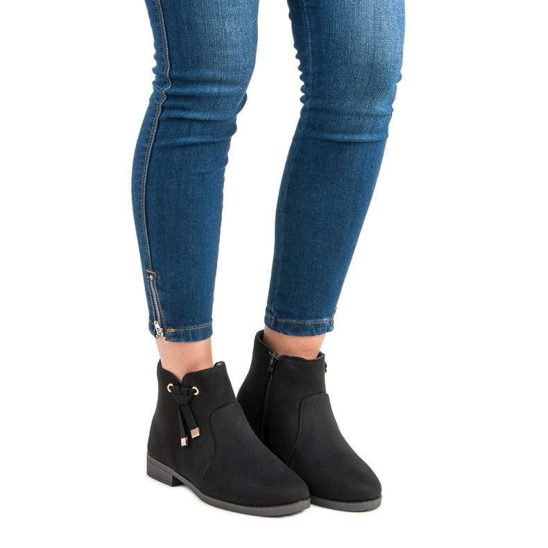 Top Shoes Niskie Botki Na Suwak czarne 1