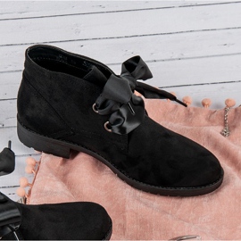 Seastar Zamszowe wiązane botki czarne 2