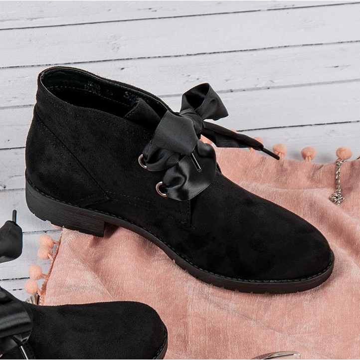Seastar Zamszowe wiązane botki czarne 2