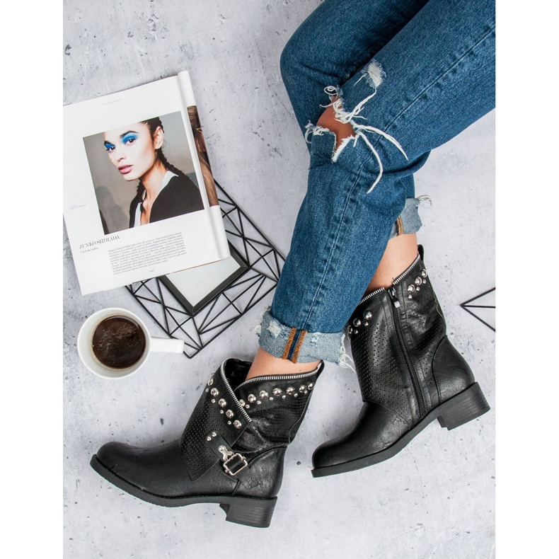 SDS Stylowe Botki Bikery czarne 2