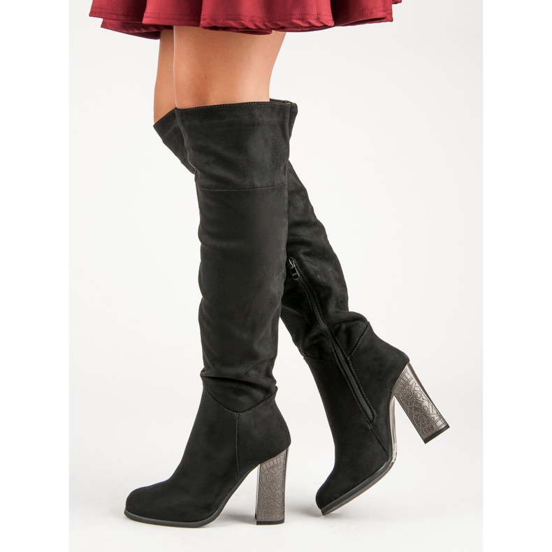 Ch. Creation Stylowe kozaki na słupku czarne 1