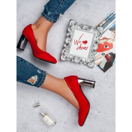 Zamszowe czerwone czółenka 1