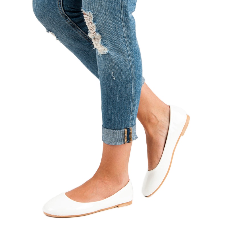 Top Shoes Lakierowane Baleriny białe 2
