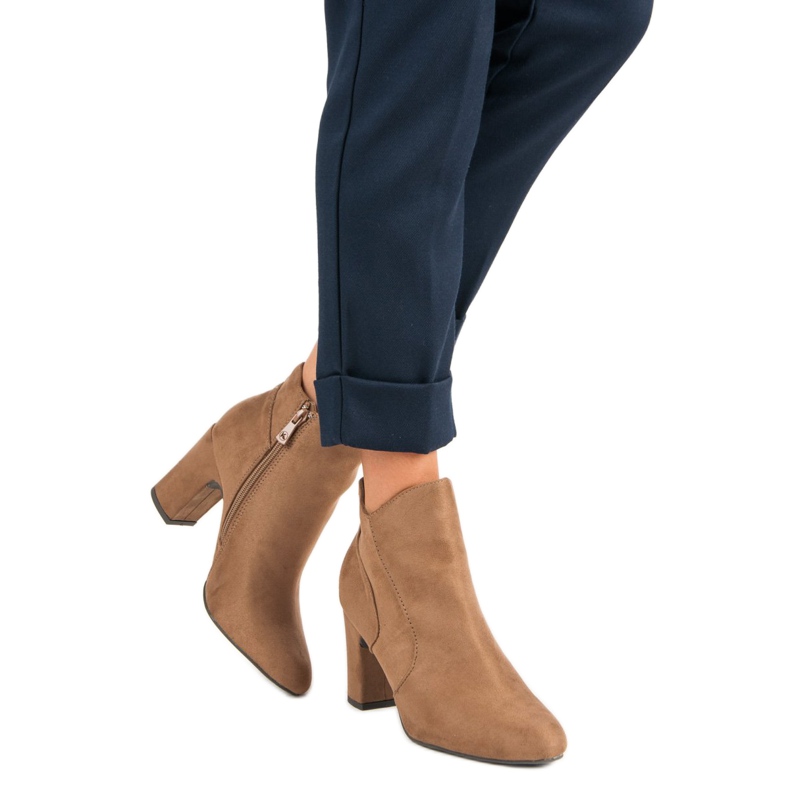 Kylie Eleganckie Zamszowe Botki brązowe 1