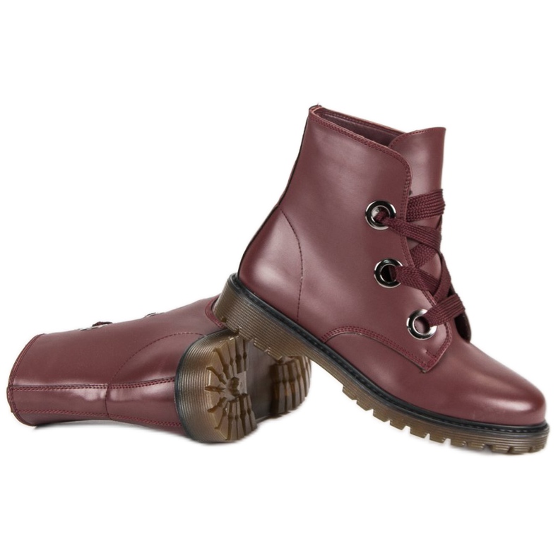 Kayla Sznurowane workery czerwone 2