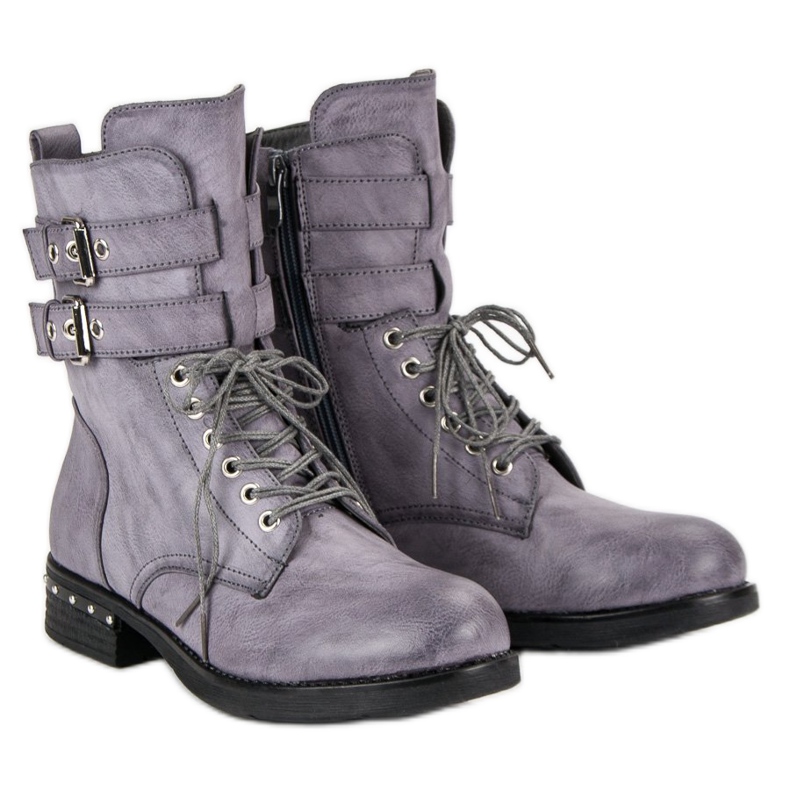 Super Me Wygodne botki workery niebieskie 1