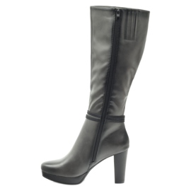 M.Daszyński Kozaki na słupku  Daszyński  AM61 czarne szare 2