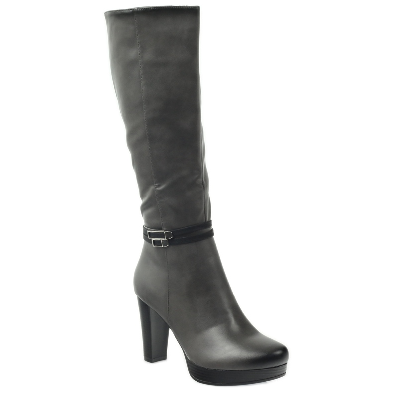 M.Daszyński Kozaki na słupku  Daszyński  AM61 czarne szare 1