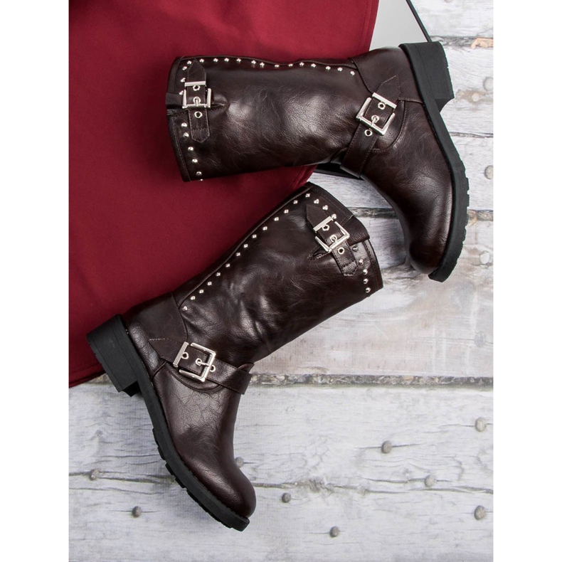 SDS Wysokie botki workery brązowe 2