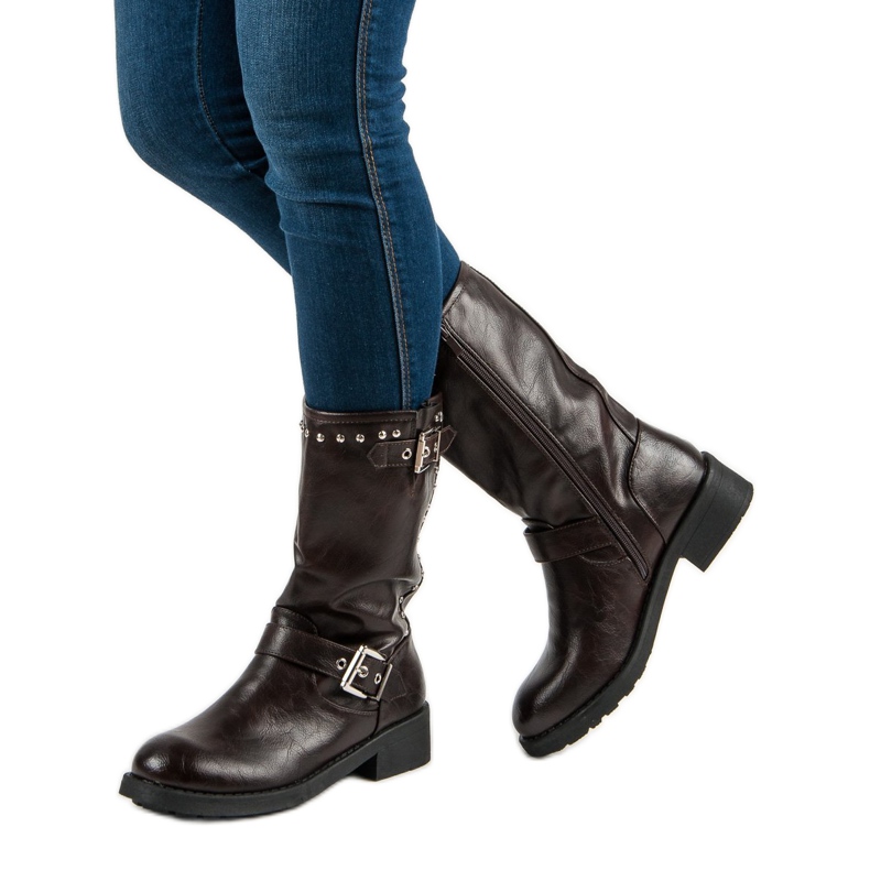 SDS Wysokie botki workery brązowe 1