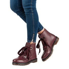 Kayla Sznurowane workery czerwone 1