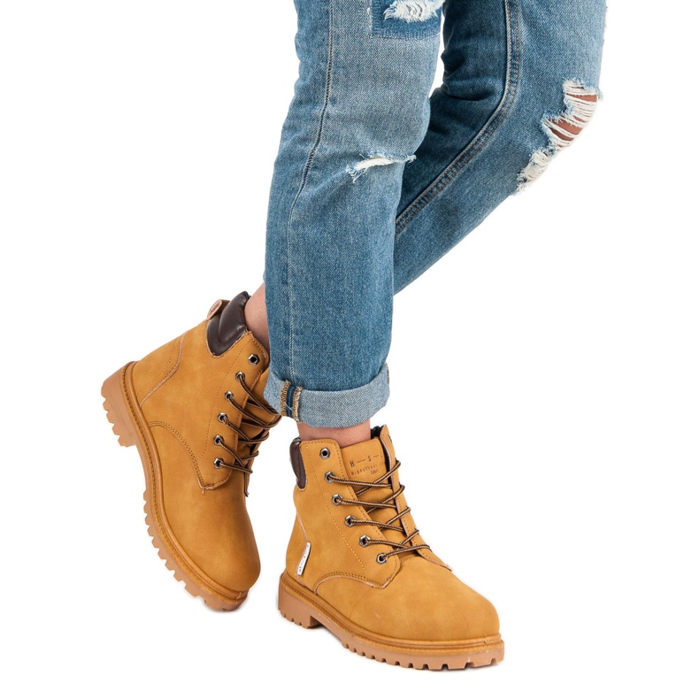 Damskie Camelowe Traperki brązowe wielokolorowe 1