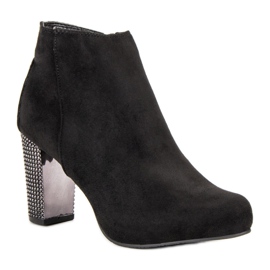 Eleganckie Botki Na Słupku czarne 2