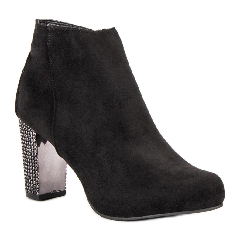 Eleganckie Botki Na Słupku czarne 2