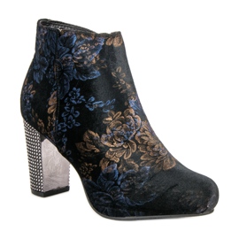 Eleganckie botki na słupku wielokolorowe 2