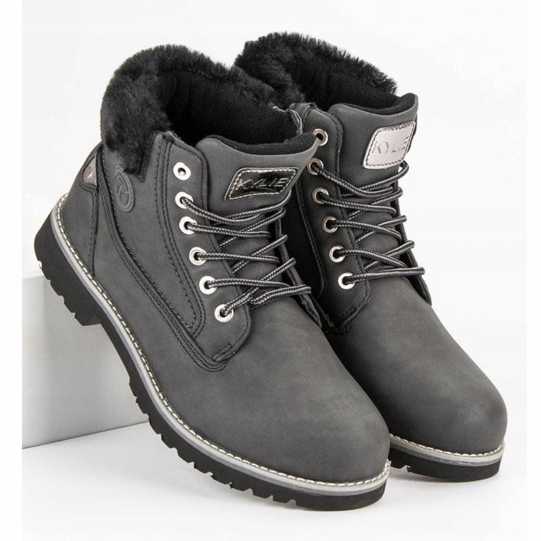 Kylie Ciemnoszare Traperki 1