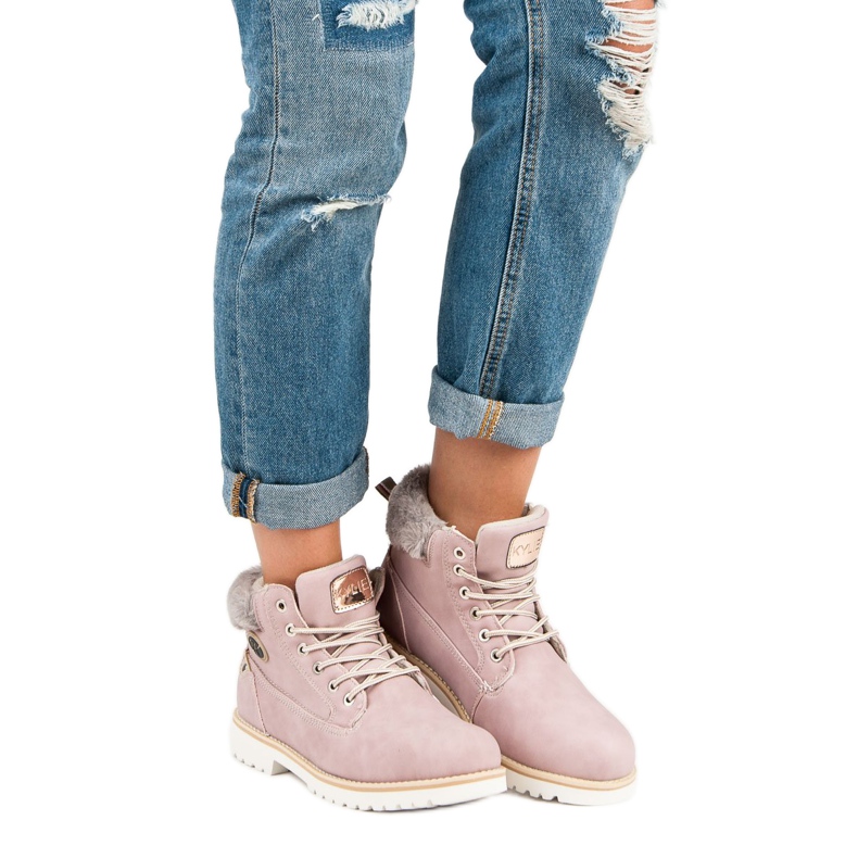 Kylie Pudrowe Traperki różowe 1