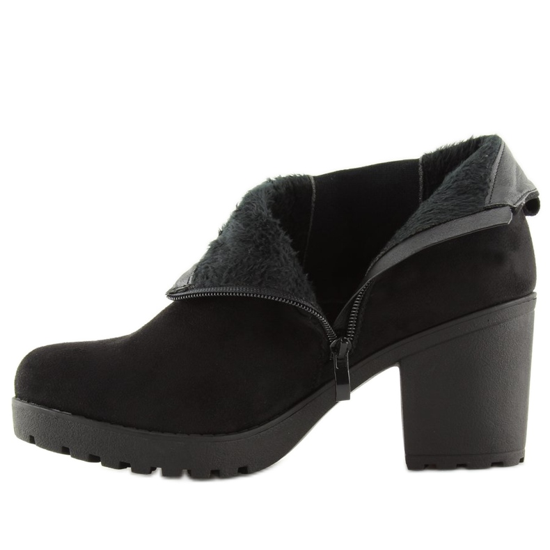 Botki na szerokim obcasie czarne E5106 Black 2