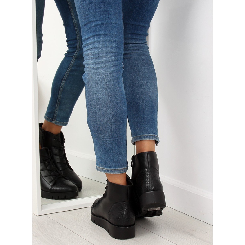 Botki sznurowane czarne 6707-1 black 2