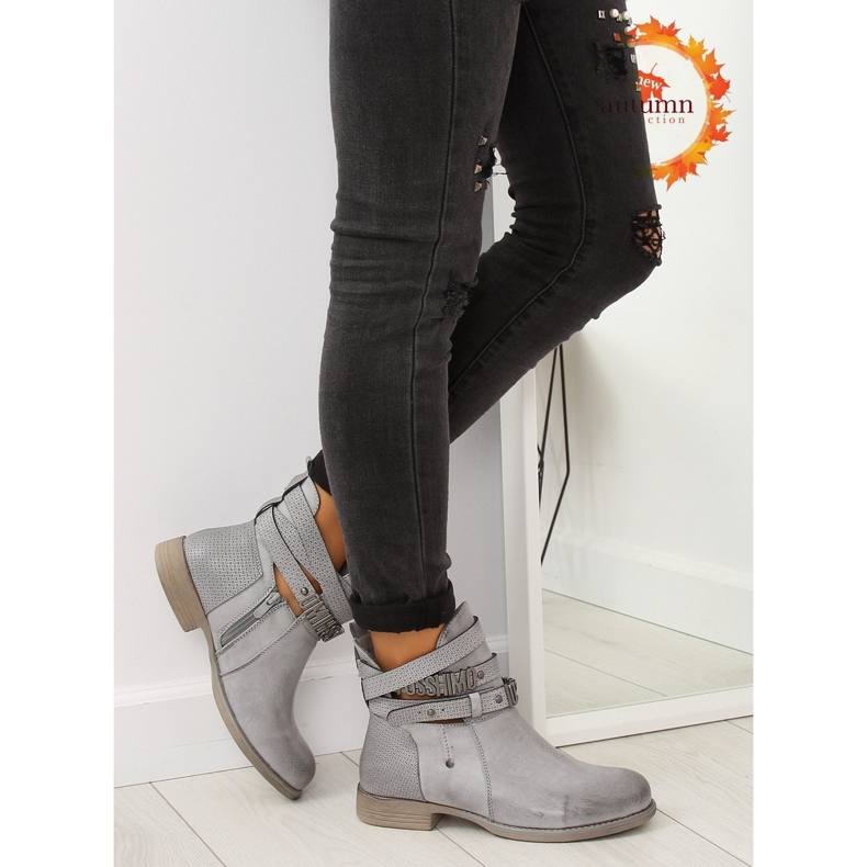 Botki cut out szare 302-PA grey 1