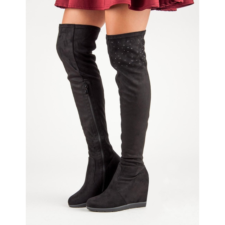 Kayla Muszkieterki na koturnie czarne 1