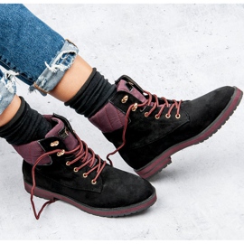 Ideal Shoes Czarne traperki 1