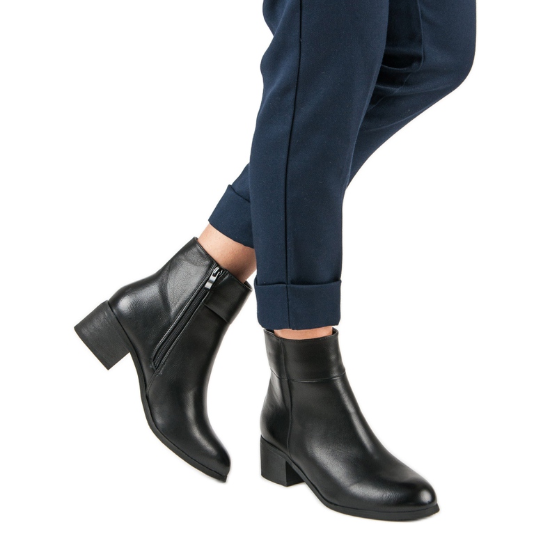 Small Swan Klasyczne Botki Na Obcasie czarne 1