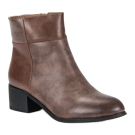 Small Swan Klasyczne Botki Na Obcasie czarne brązowe 1