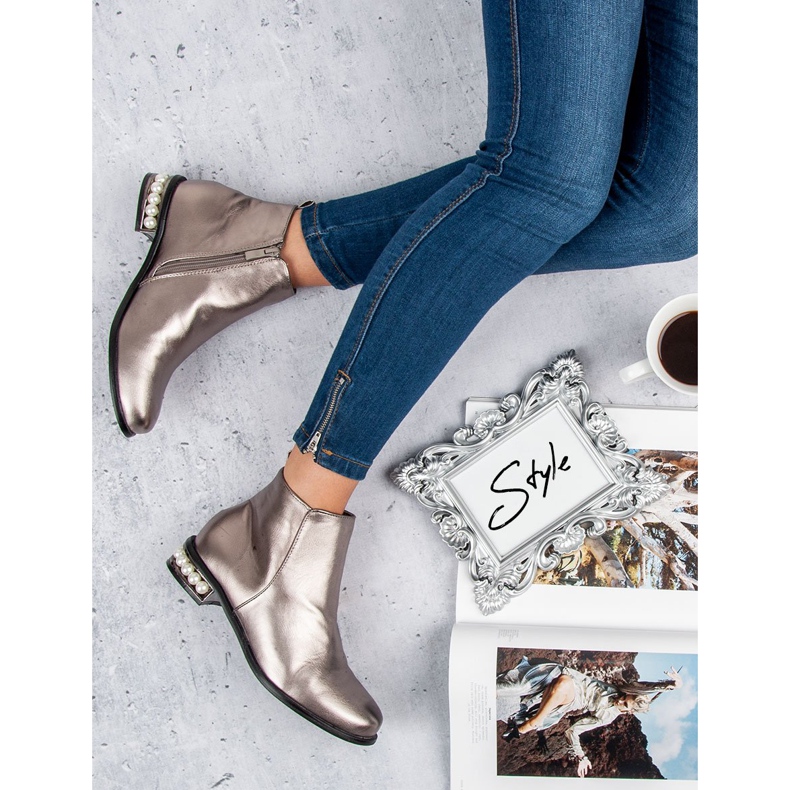 Comer Botki z perełkami szare 1