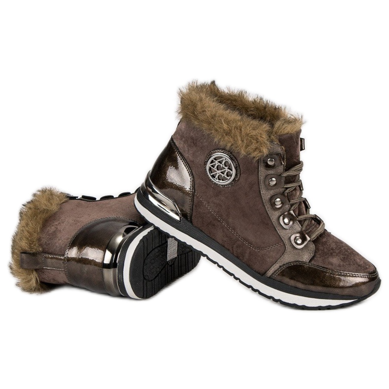 Aclys Modne Wiązane Sneakersy brązowe 2