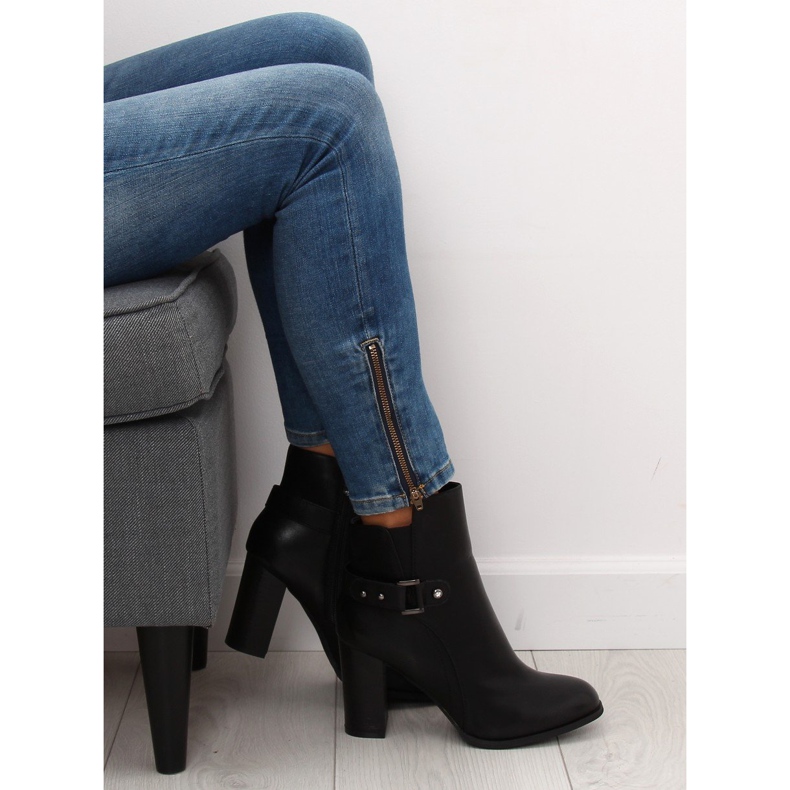 Botki na obcasie czarne 3974 Black 1