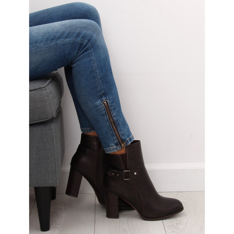 Botki na obcasie brązowe 3974 Brown 1