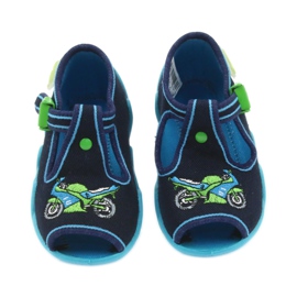 Befado buty dziecięce kapcie 217p095 niebieskie zielone granatowe 3