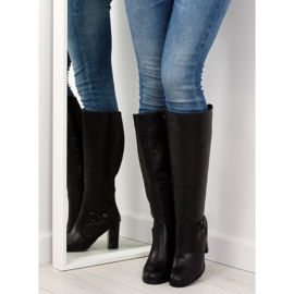 Kozaki na obcasie czarne QT02P Black 2